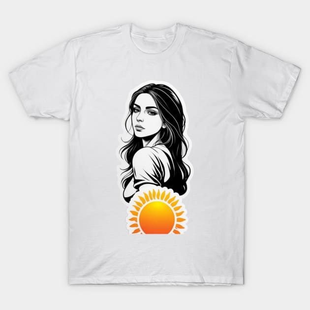 girl with sun T-Shirt by NeyPlanet